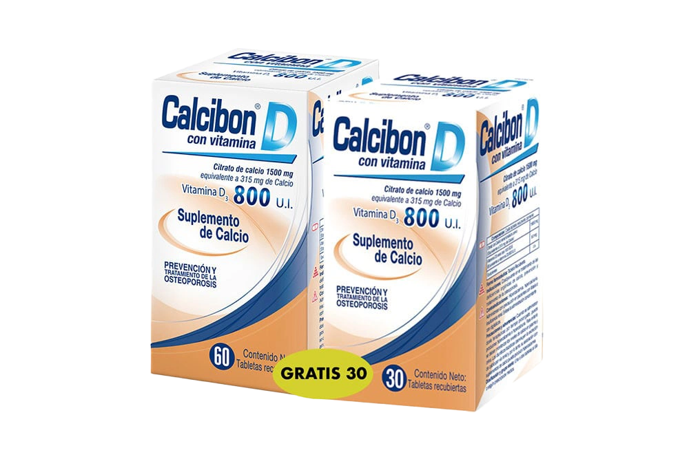 calcibon d 1500 mg 60 tab gts 30 tab - Imagen 1