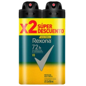 desodorante rexona sp.men v8 90gr 2 un sup.of