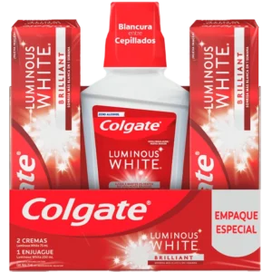 crema dent colgate luminous 75ml 2 un+enjuague250 ml