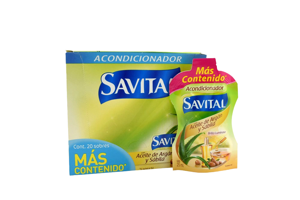 acondicionador savital argan sabila 25 ml 20 sbs