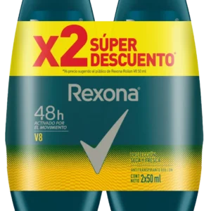 desodorante rexona rol men v8 50ml h 2 und