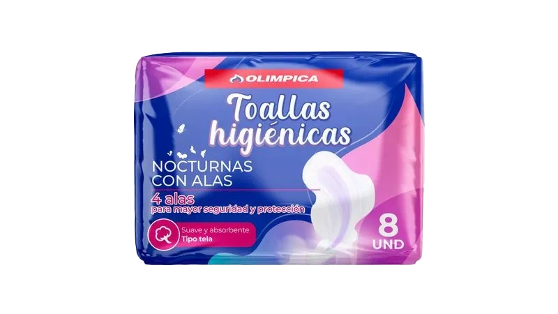 toallas hig nocturna c/alas 8 und