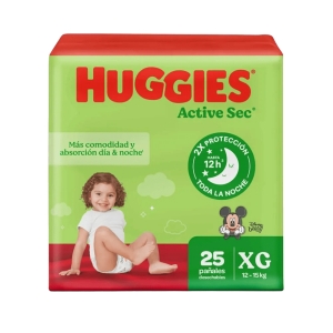 pañal huggies active sec et.4 xg 25 und