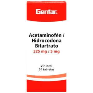 acetam+hidrocodona 325/5 mg 30 tabletas gf
