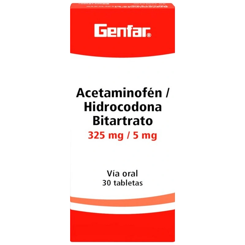 acetam+hidrocodona 325/5 mg 30 tabletas gf