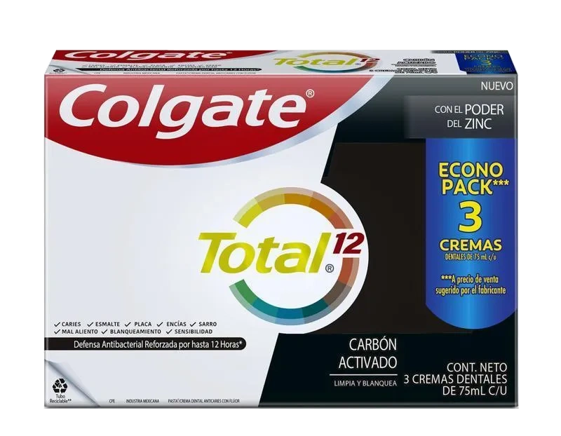 crema dent colgate total 12 carb/activ 75 ml 3 und - Imagen 1