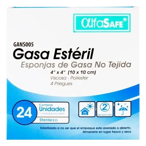 gasa esteril alfa safe 4x4 yd alfa 24 unid - Imagen 1