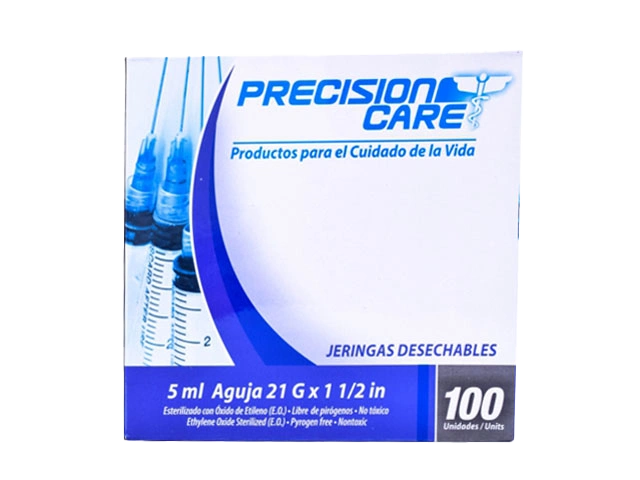 jeringa precision 5 ml 3p 21x1.1/2 100 und - Imagen 1