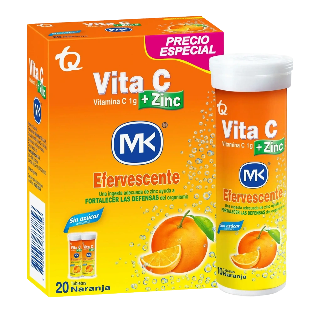 vita c+zinc eferv naranja 10 tab mk 2 tubos - Imagen 1