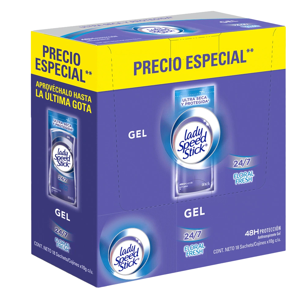 desodorante lady gel s.s.flor.fresh 8 gr 18 sobres p.e - Imagen 1