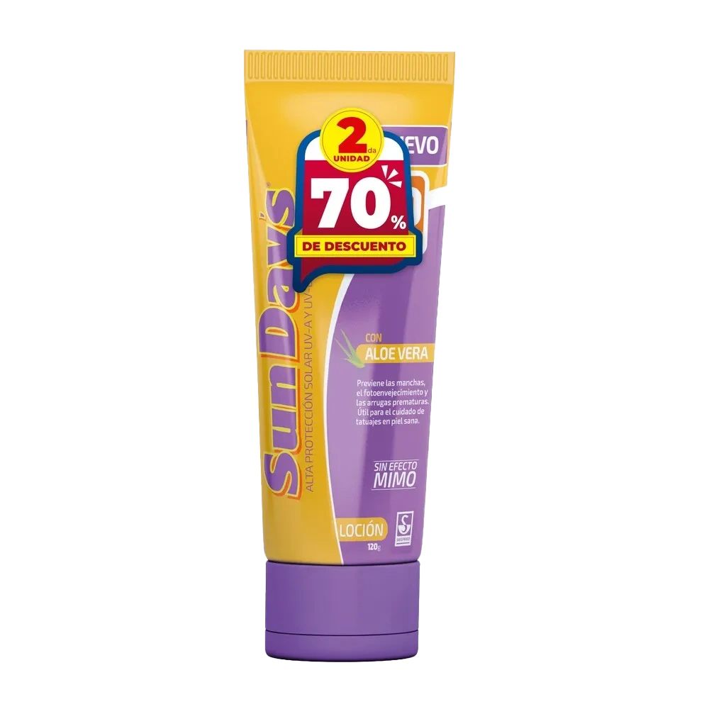 protector solar sun days 120 gr pg1 llv2 70% dcto - Imagen 1